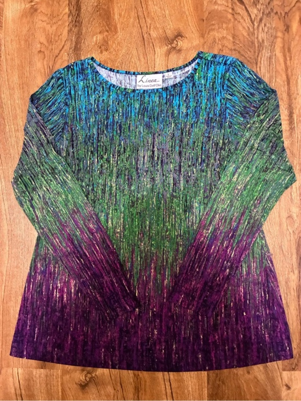 Linea by Louis Dell'Olio Printed Stretch Knit Tunic Top Size Small QVC A295912